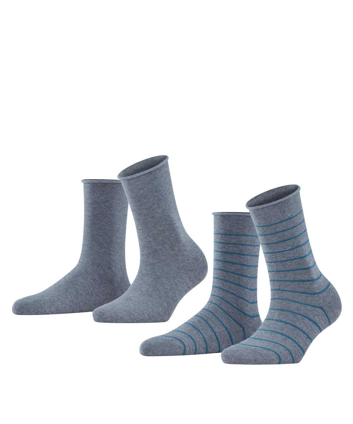 Skarpetki Falke Happy Stripe 2-Pack Socks Damskie Szare | XBDHLR-239