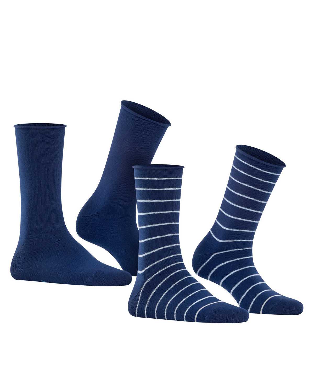 Skarpetki Falke Happy Stripe 2-Pack Socks Damskie Niebieskie | GARYFW-238