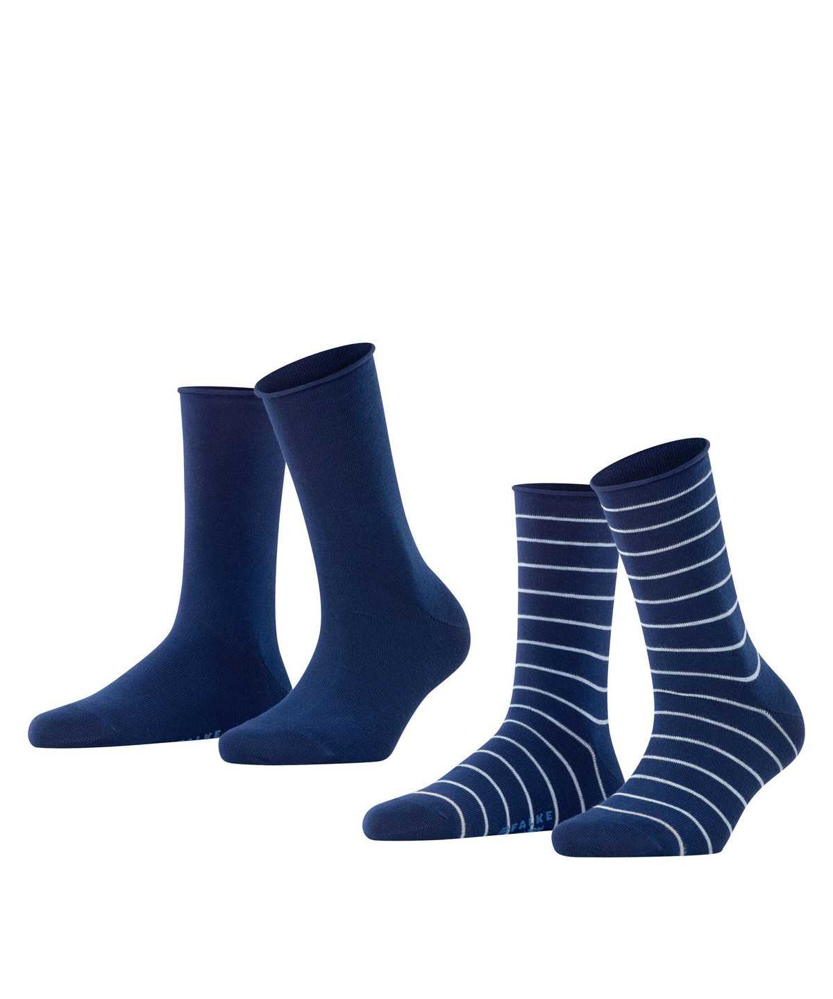 Skarpetki Falke Happy Stripe 2-Pack Socks Damskie Niebieskie | GARYFW-238