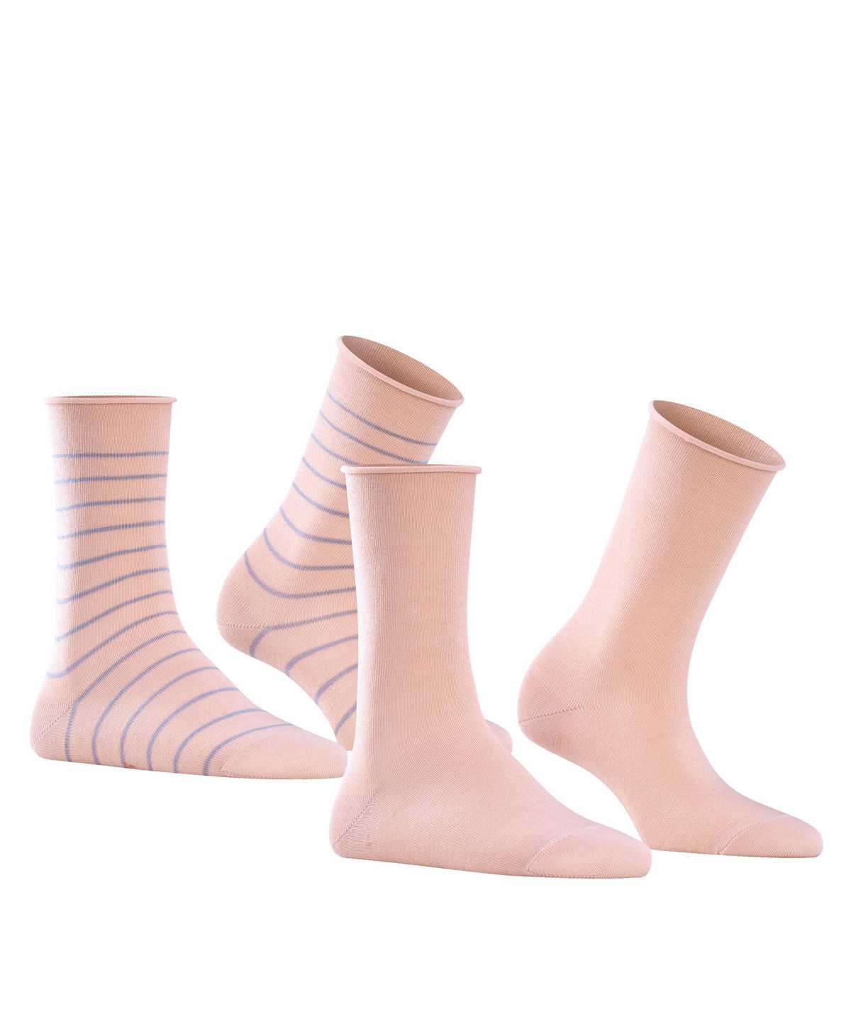 Skarpetki Falke Happy Stripe 2-Pack Socks Damskie Różowe | CRDSQF-501