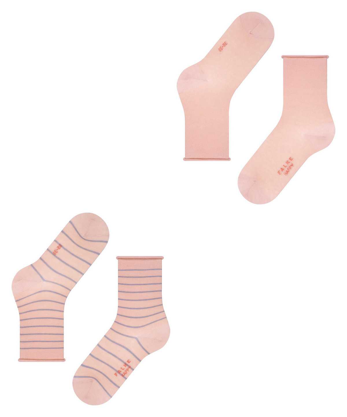 Skarpetki Falke Happy Stripe 2-Pack Socks Damskie Różowe | CRDSQF-501