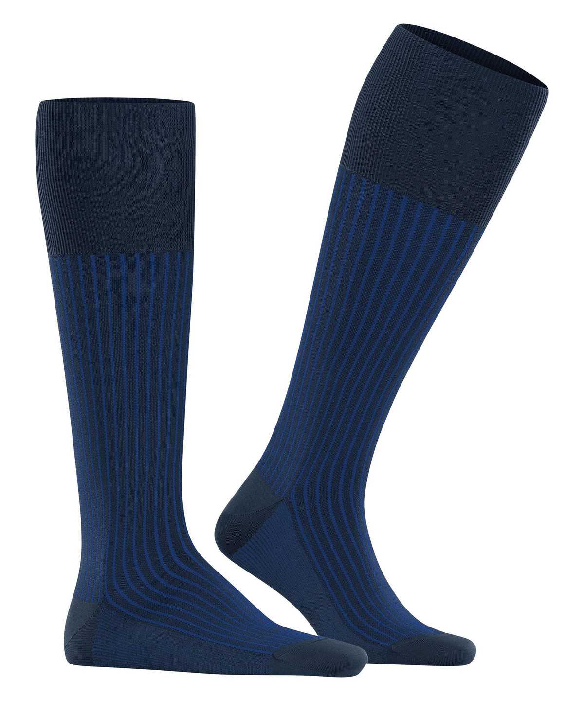 Skarpetki Falke Oxford Stripe Knee-high Socks Męskie Niebieskie | AMZKSN-598