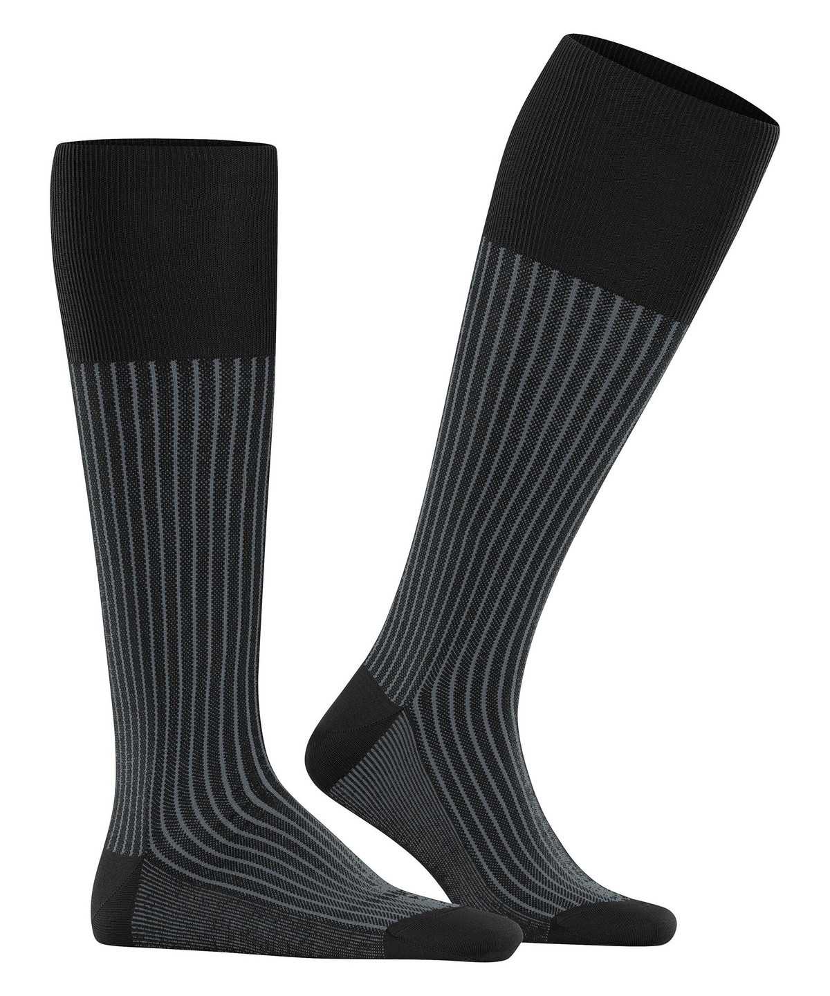 Skarpetki Falke Oxford Stripe Knee-high Socks Męskie Czarne | LKVMFP-028