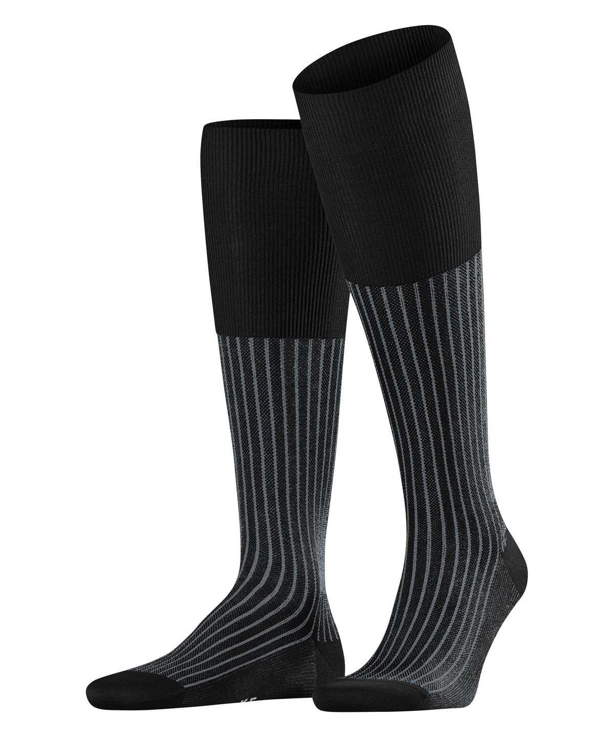 Skarpetki Falke Oxford Stripe Knee-high Socks Męskie Czarne | LKVMFP-028