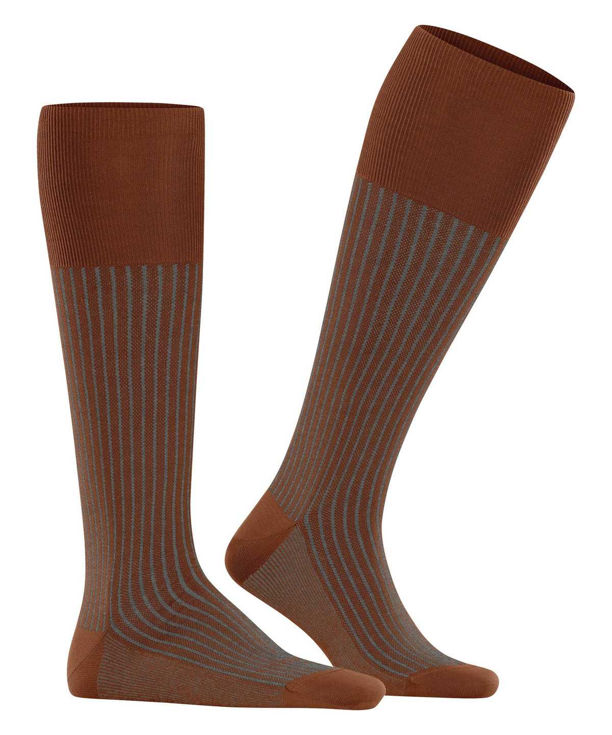 Skarpetki Falke Oxford Stripe Knee-high Socks Męskie Brązowe | MHJRCZ-352