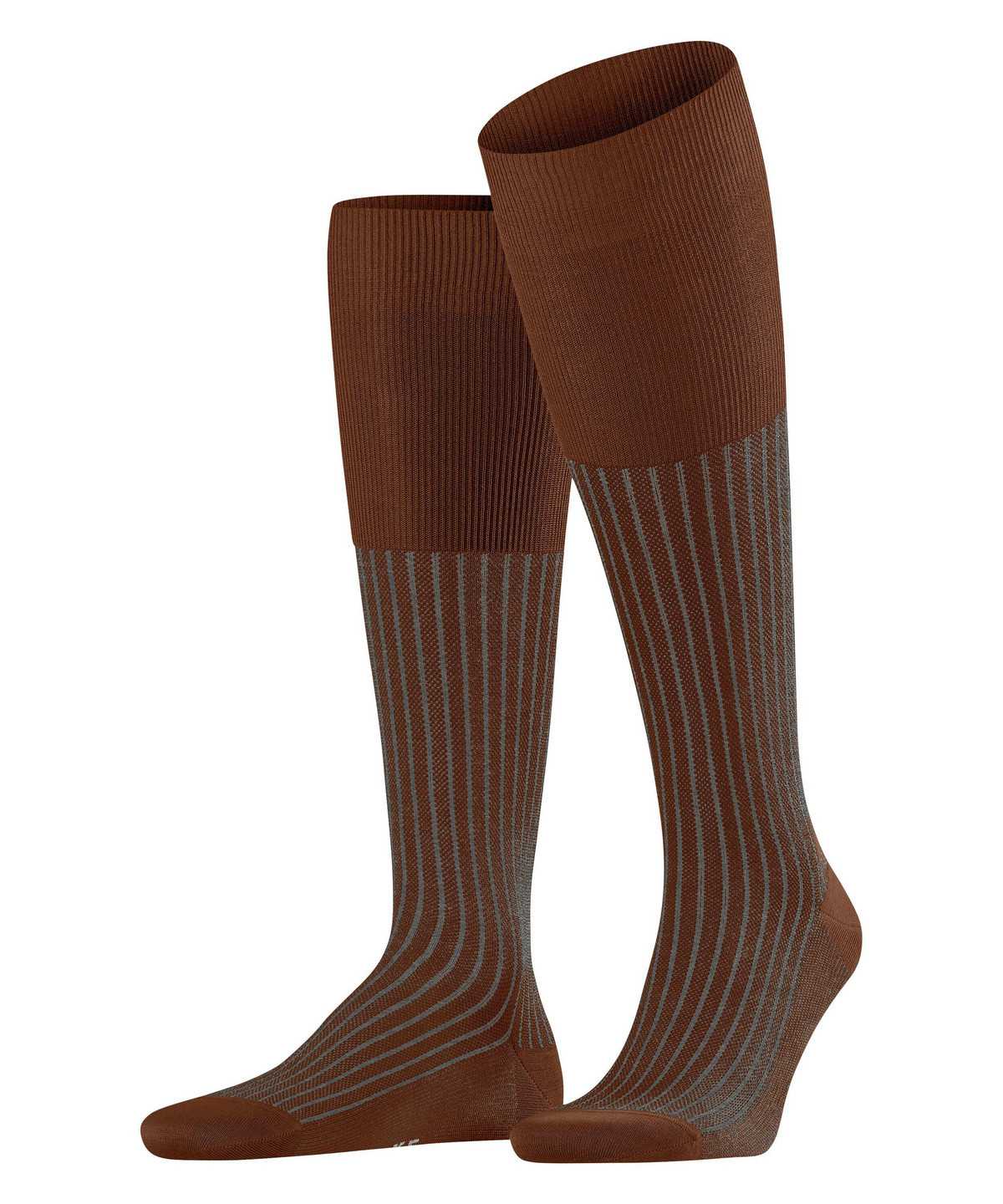 Skarpetki Falke Oxford Stripe Knee-high Socks Męskie Brązowe | MHJRCZ-352