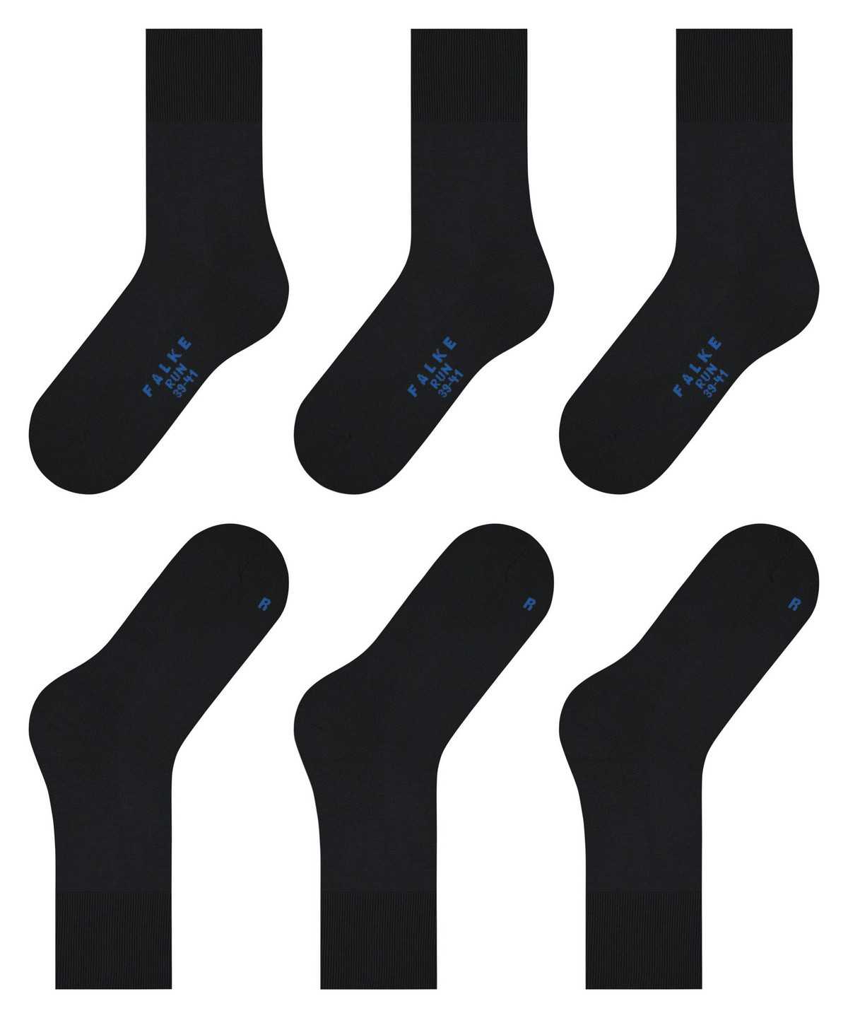 Skarpetki Falke Run 3-Pack Socks Damskie Czarne | GIWZXV-234