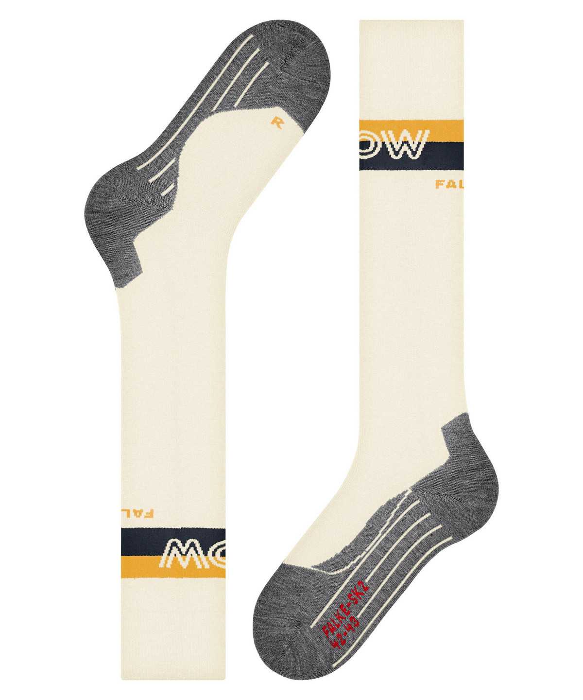 Skarpetki Falke SK2 Intermediate Skiing Knee-high Socks Męskie Białe | KWYUEH-726