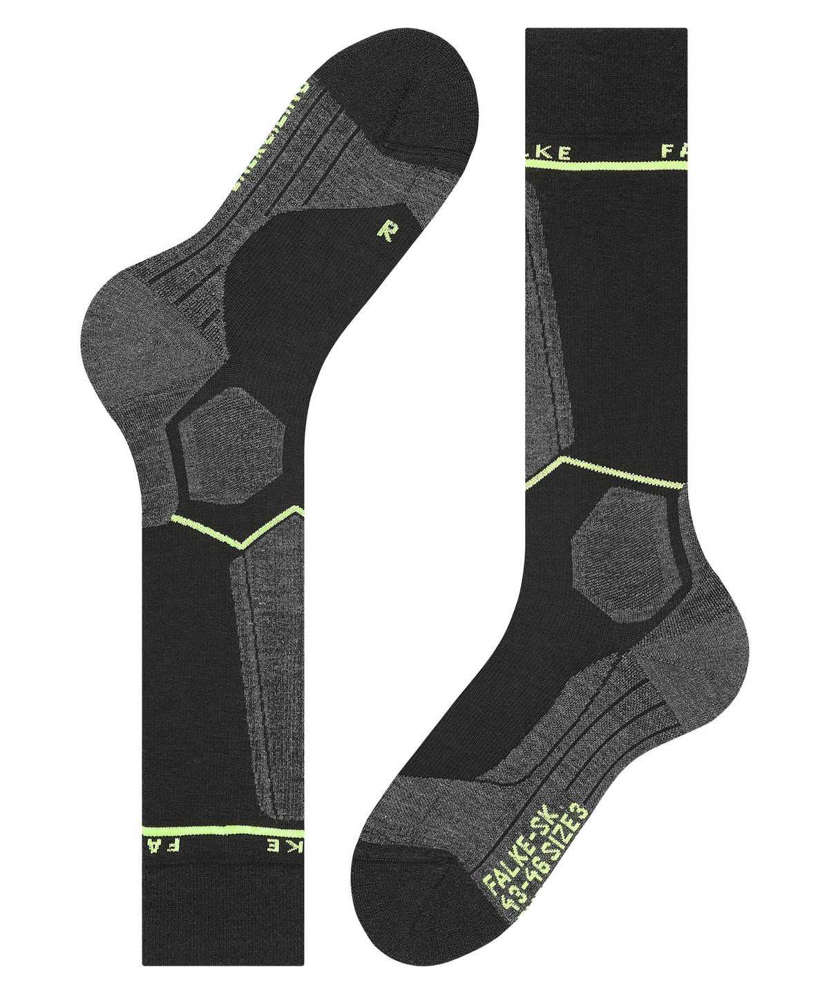 Skarpetki Falke SK Compression Wool Skiing Knee-high Socks Męskie Czarne | UKDAQX-467