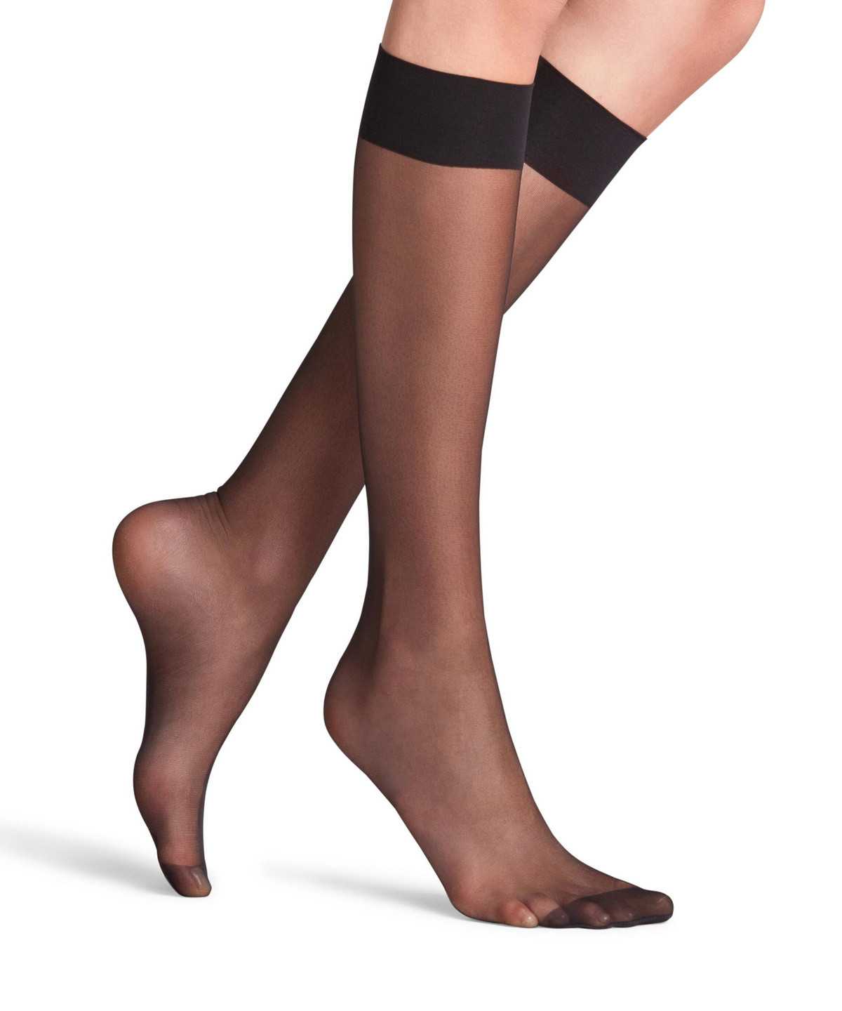 Skarpetki Falke Seidenglatt 15 DEN Knee-high Socks Damskie Czarne | YVWATO-241