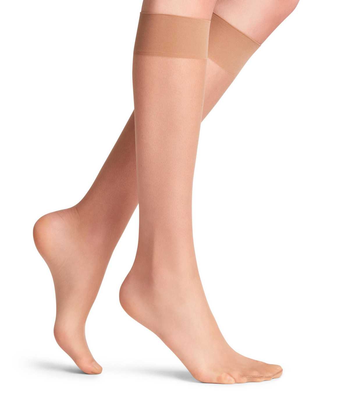 Skarpetki Falke Seidenglatt 15 DEN Knee-high Socks Damskie Beżowe | QRNWTA-849