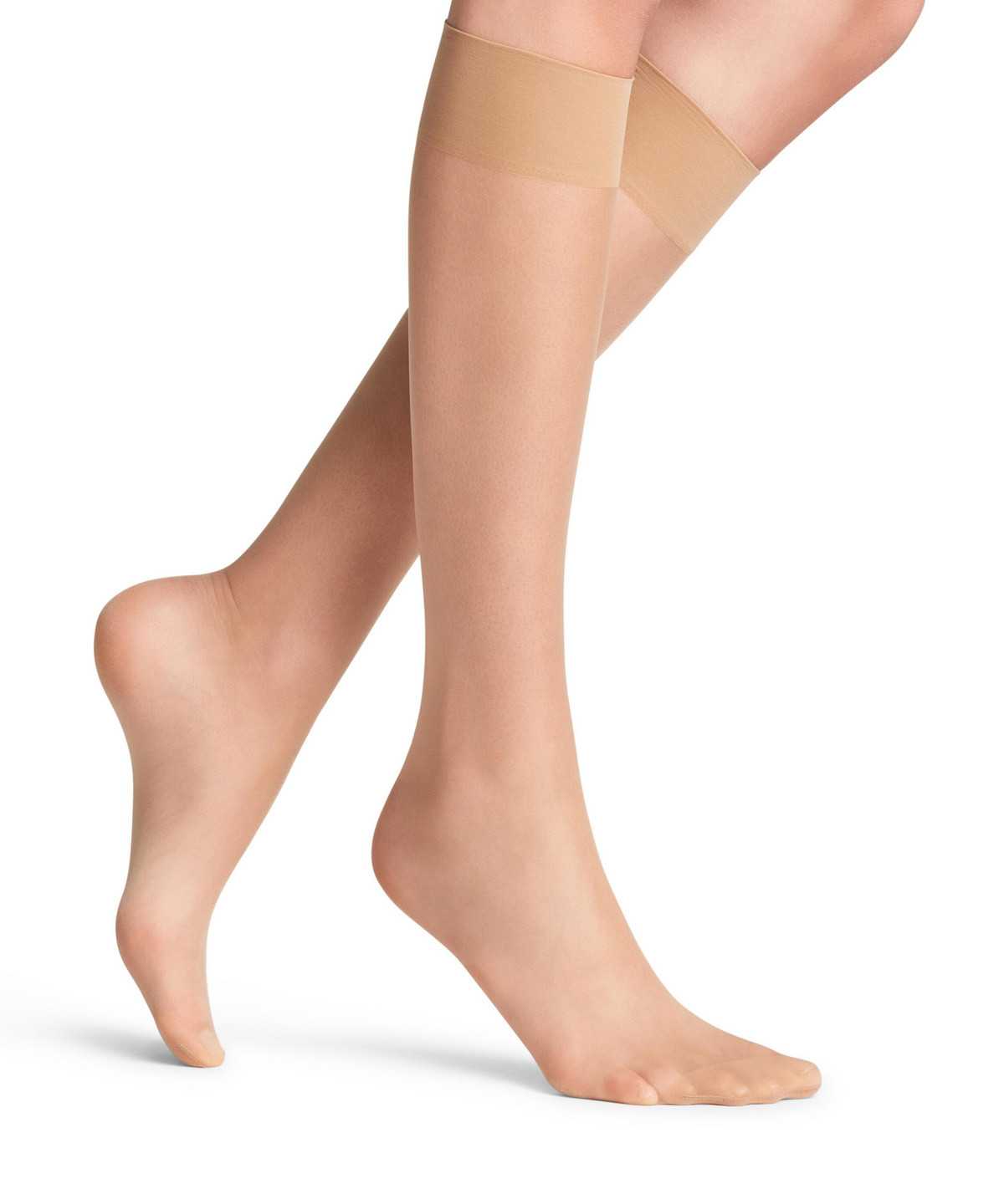 Skarpetki Falke Seidenglatt 15 DEN Knee-high Socks Damskie Beżowe | KQWXJC-249