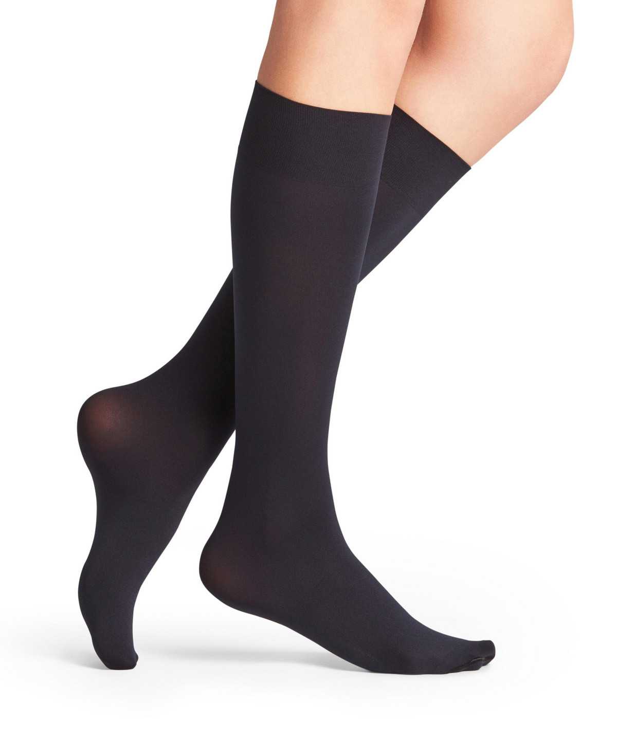 Skarpetki Falke Seidenglatt 40 DEN Knee-high Socks Damskie Niebieskie | PZMFBO-472