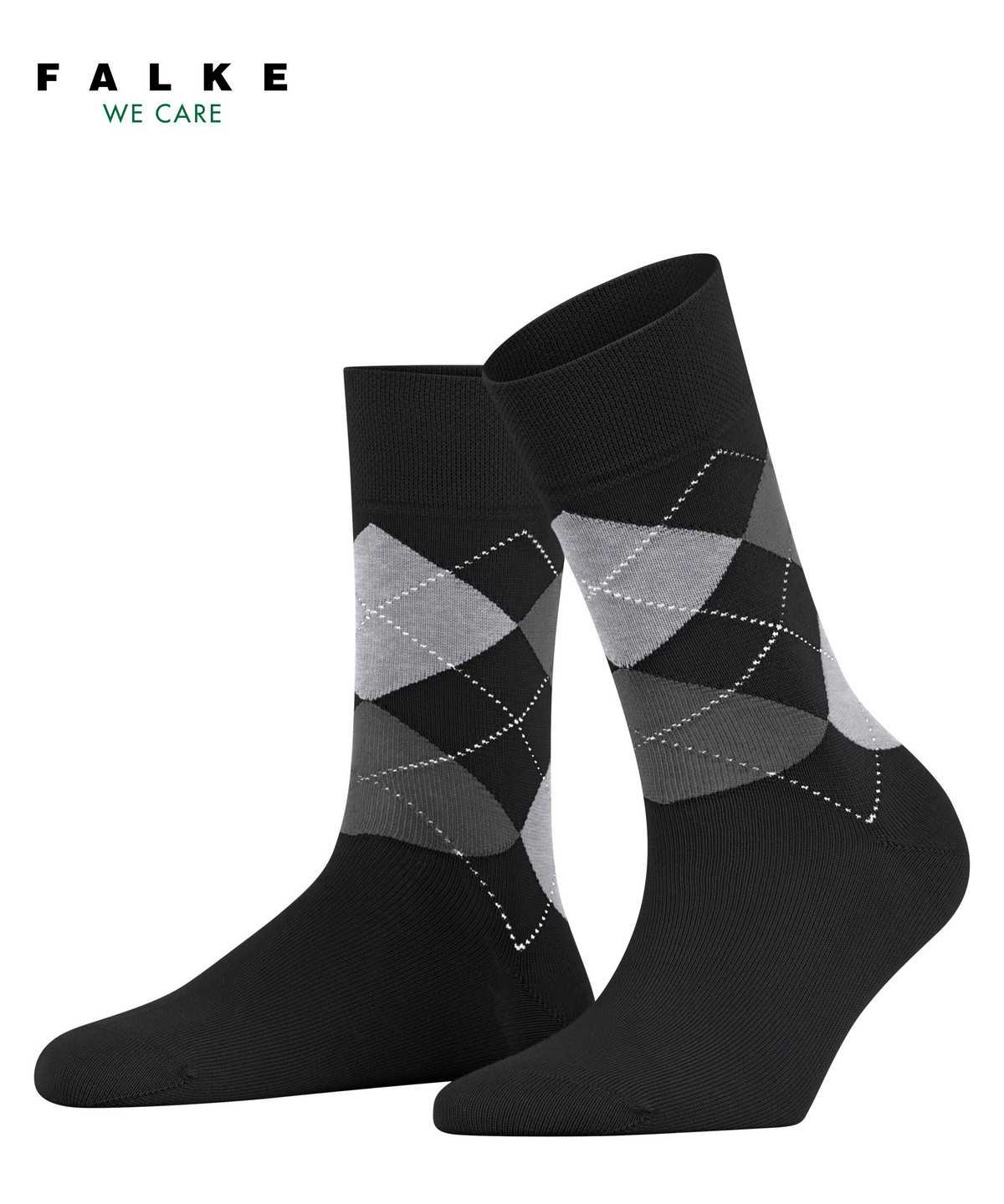 Skarpetki Falke Sensitive Argyle Socks Damskie Czarne | OPXKTJ-894