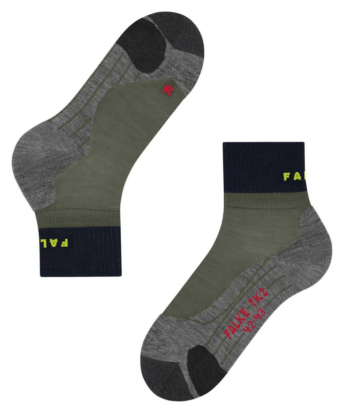 Skarpetki Falke TK2 Explore Short Trekking Short sock Męskie Zielone | PJGCTQ-619