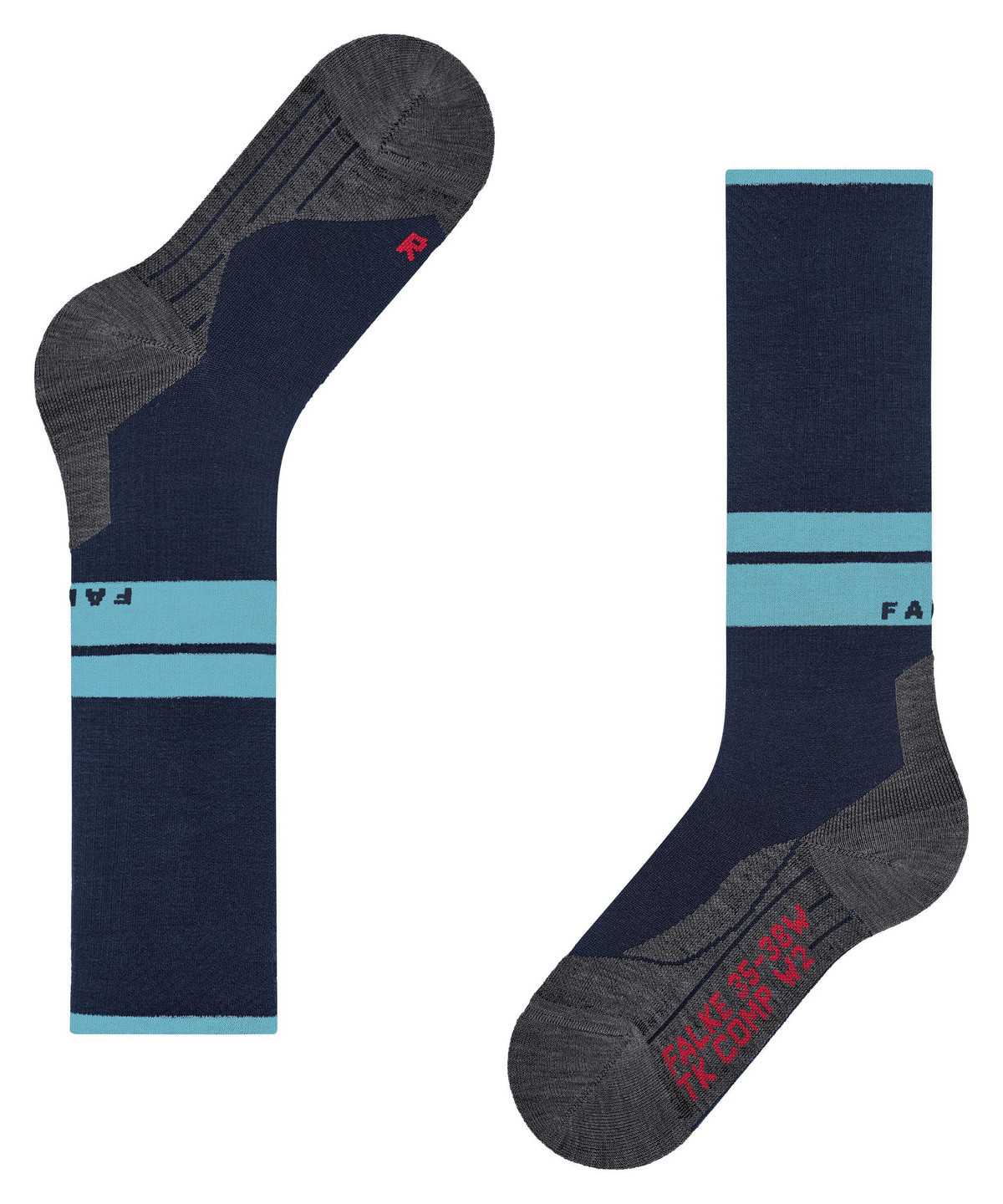 Skarpetki Falke TK Compression Energy Trekking Knee-high Socks Męskie Niebieskie | PJASOT-140