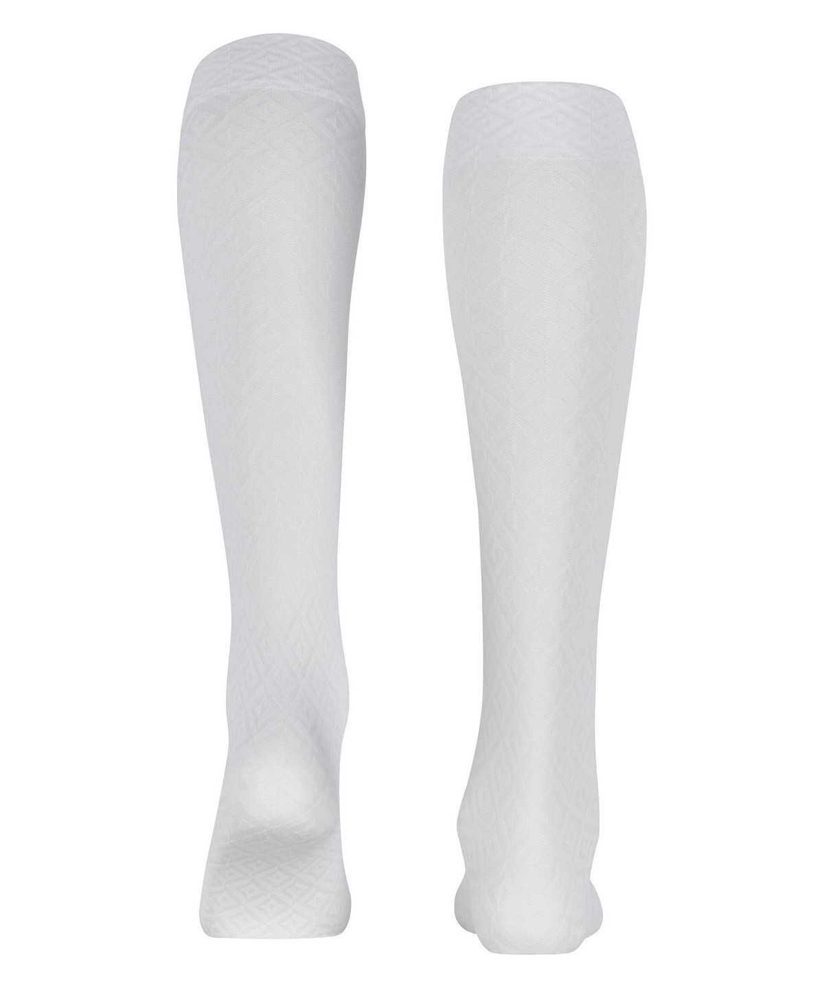 Skarpetki Falke Tessellating 25 DEN Knee-high Socks Damskie Białe | QPJAZU-279