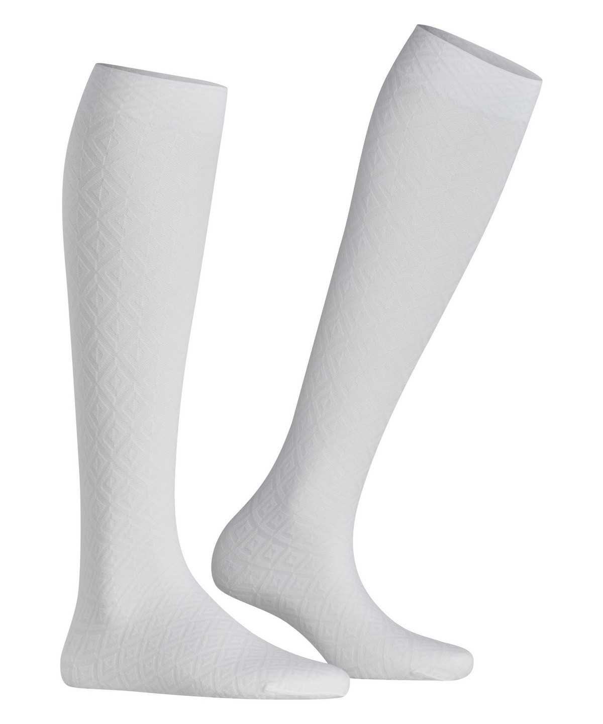 Skarpetki Falke Tessellating 25 DEN Knee-high Socks Damskie Białe | QPJAZU-279