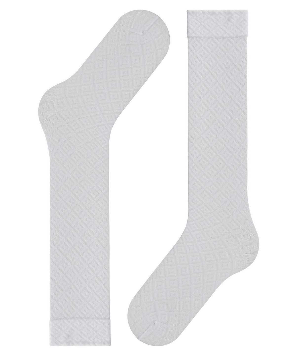 Skarpetki Falke Tessellating 25 DEN Knee-high Socks Damskie Białe | QPJAZU-279