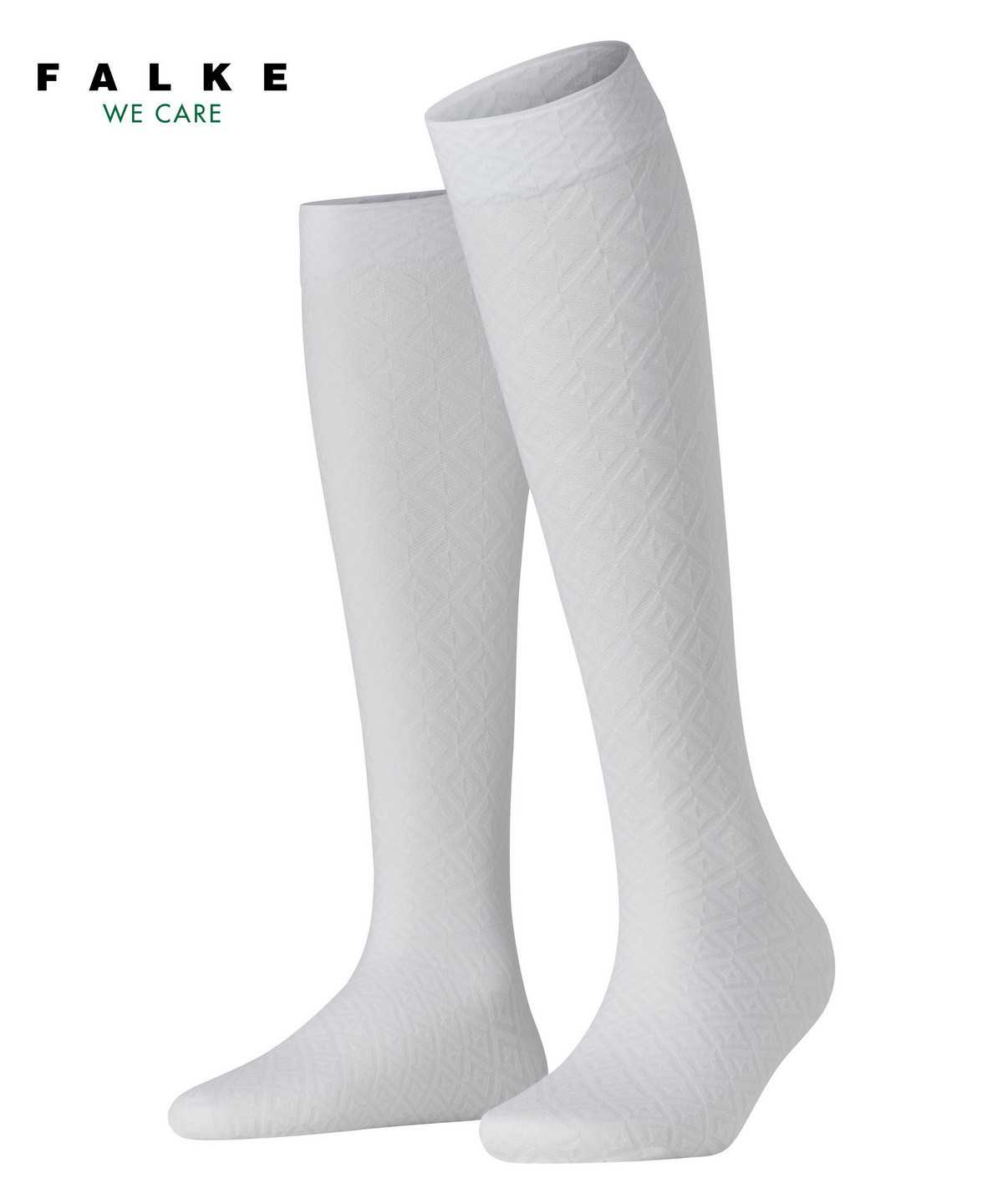 Skarpetki Falke Tessellating 25 DEN Knee-high Socks Damskie Białe | QPJAZU-279