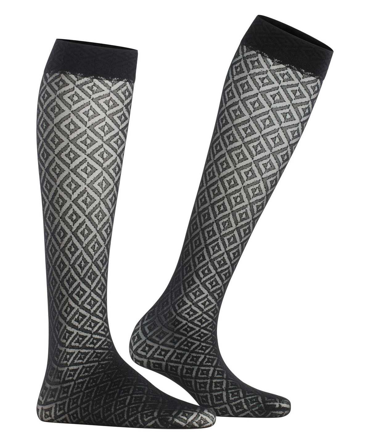 Skarpetki Falke Tessellating 25 DEN Knee-high Socks Damskie Czarne | RZELTH-538