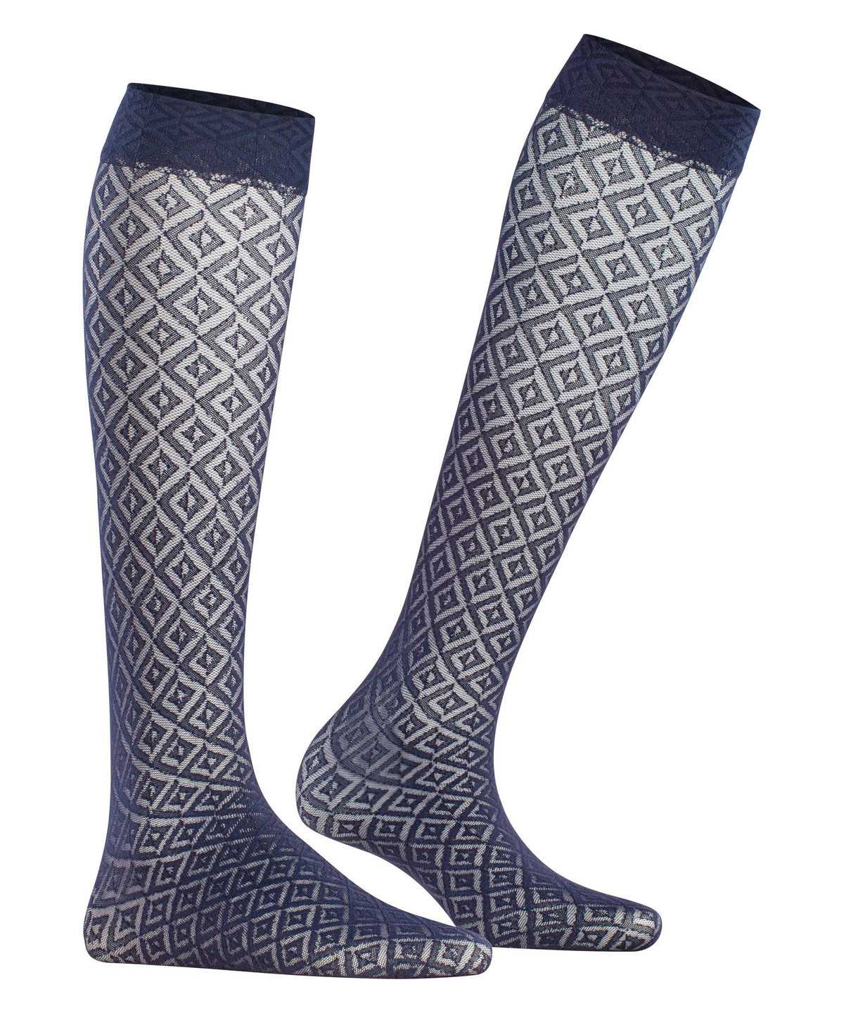 Skarpetki Falke Tessellating 25 DEN Knee-high Socks Damskie Niebieskie | FTQGCR-295