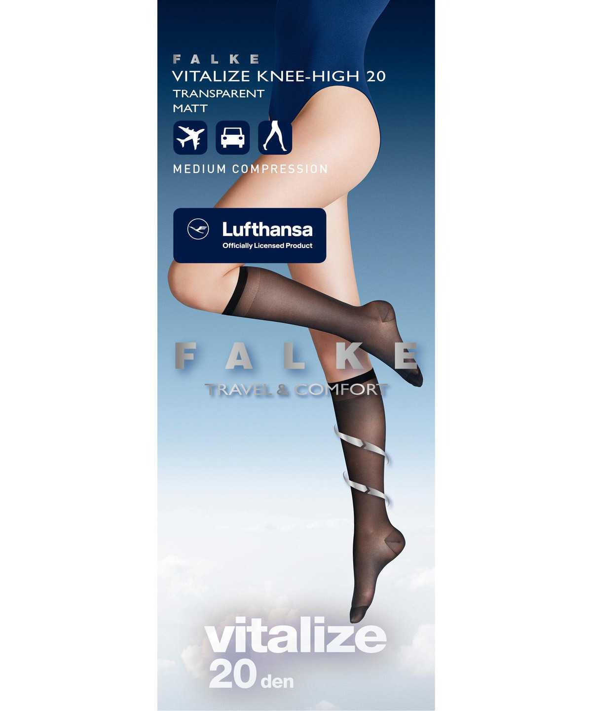 Skarpetki Falke Vitalize 20 DEN Knee-high Socks Damskie Czarne | AUVZET-569