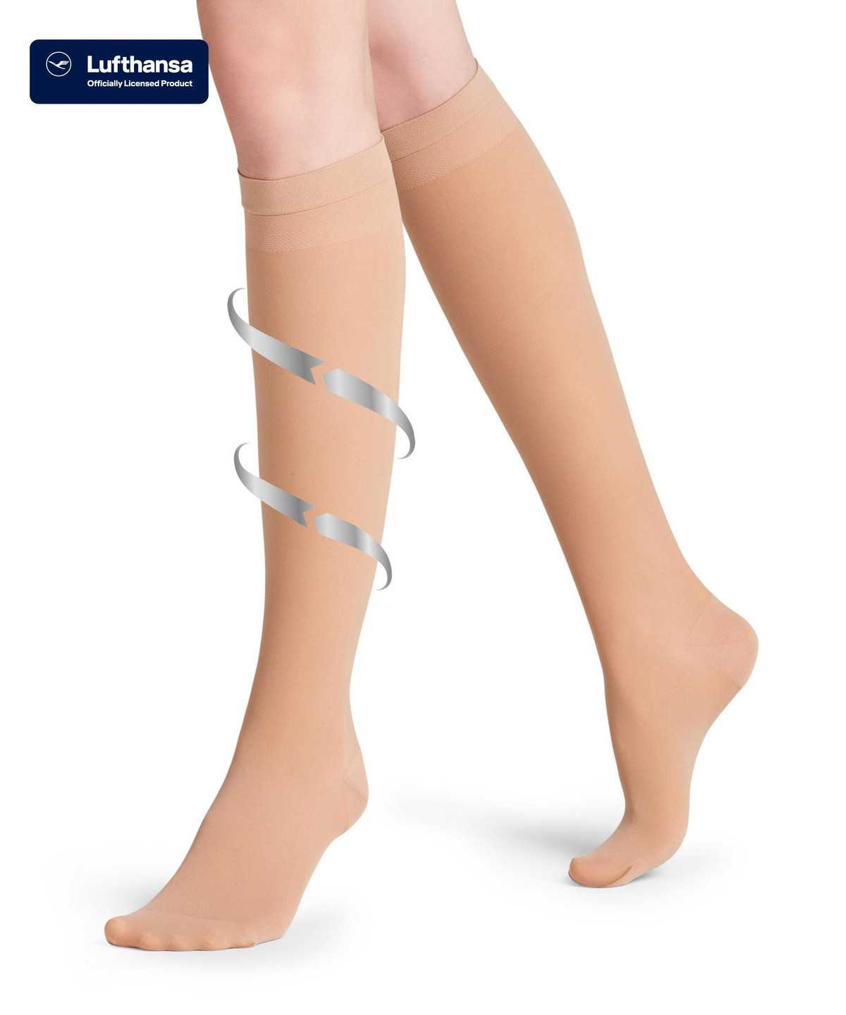 Skarpetki Falke Vitalize 40 DEN Knee-high Socks Damskie Beżowe | HQZSAW-327