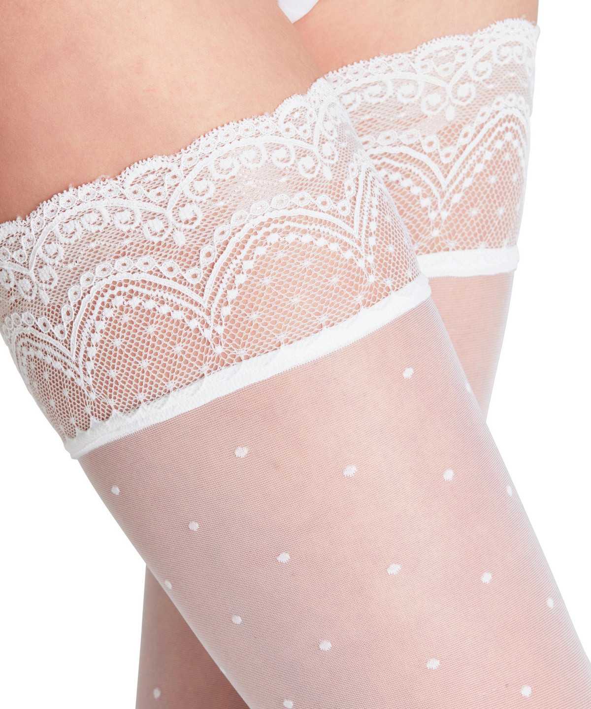 Thigh Highs Falke Dot 15 DEN Stay-ups Damskie Białe | OCYFTS-069