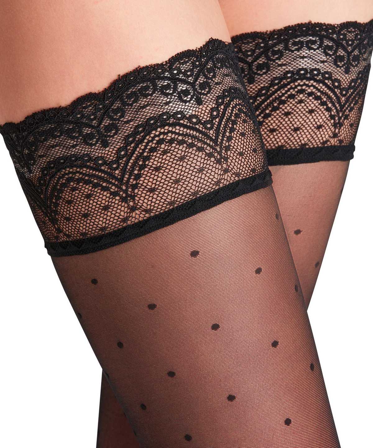 Thigh Highs Falke Dot 15 DEN Stay-ups Damskie Czarne | AFOJIZ-064