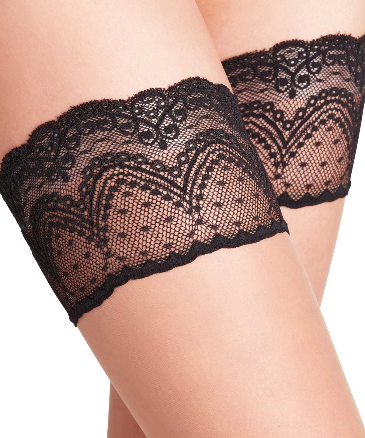 Thigh Highs Falke Invisible Deluxe 8 DEN Stay-ups Damskie Czarne | OJVZKS-345