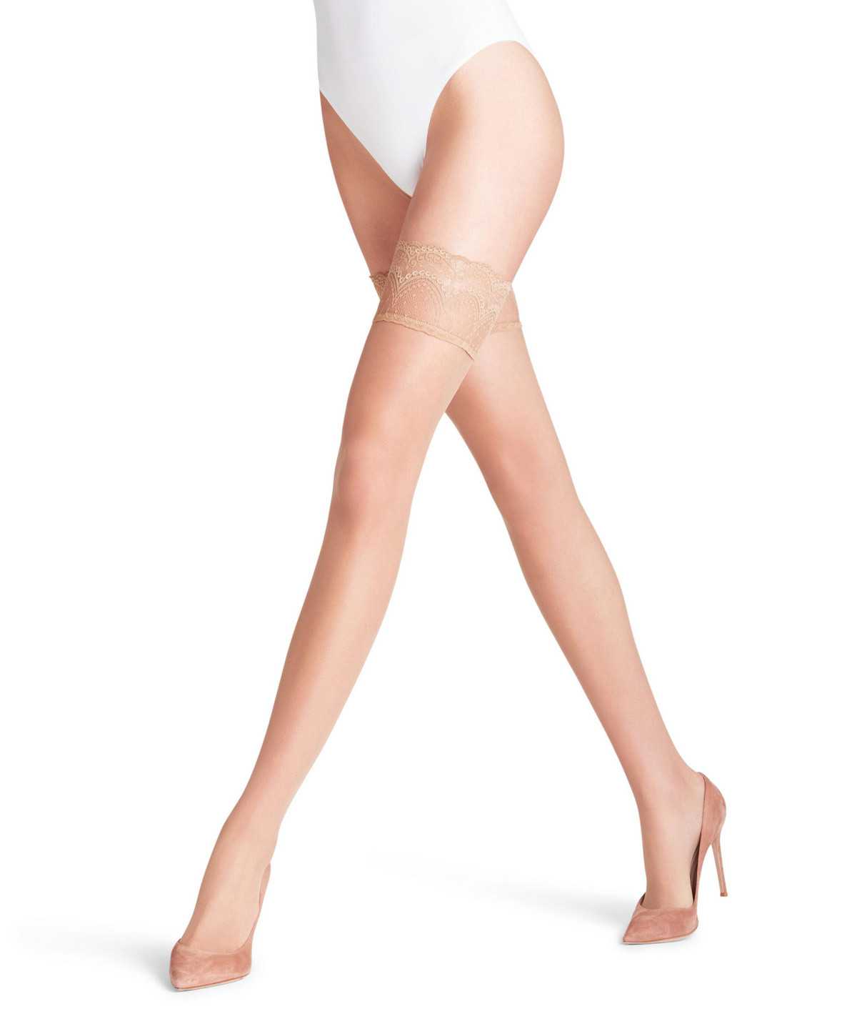 Thigh Highs Falke Invisible Deluxe 8 DEN Stay-ups Damskie Brązowe | KLPVGS-284