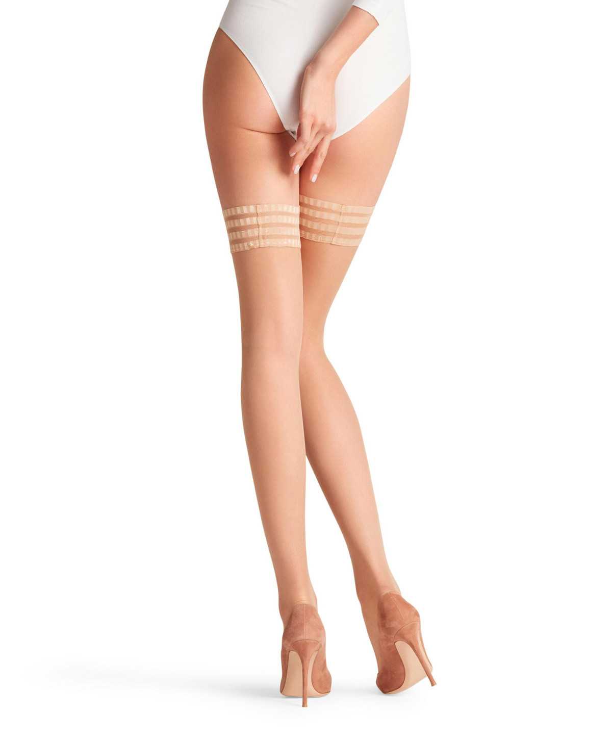 Thigh Highs Falke Pure Matt 20 DEN Stay-ups Damskie Beżowe | OVKXBS-274