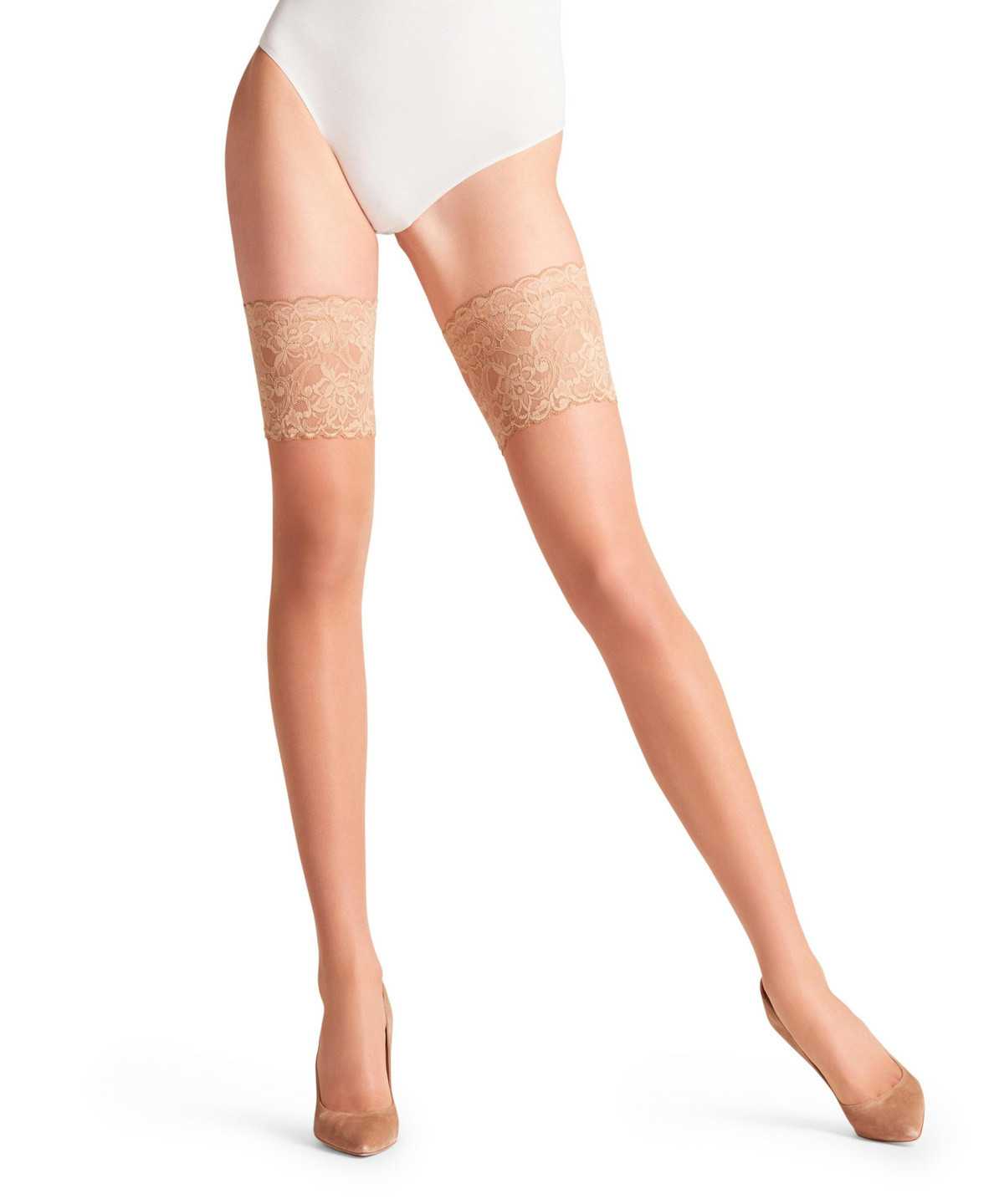 Thigh Highs Falke Seidenglatt 15 DEN Stay-ups Damskie Beżowe | LUGASC-680