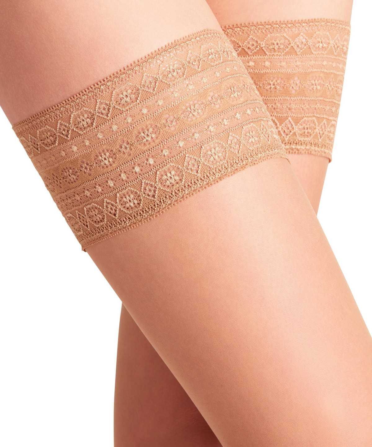 Thigh Highs Falke Seidenglatt 15 DEN Stay-ups Damskie Beżowe | OKNXJE-219