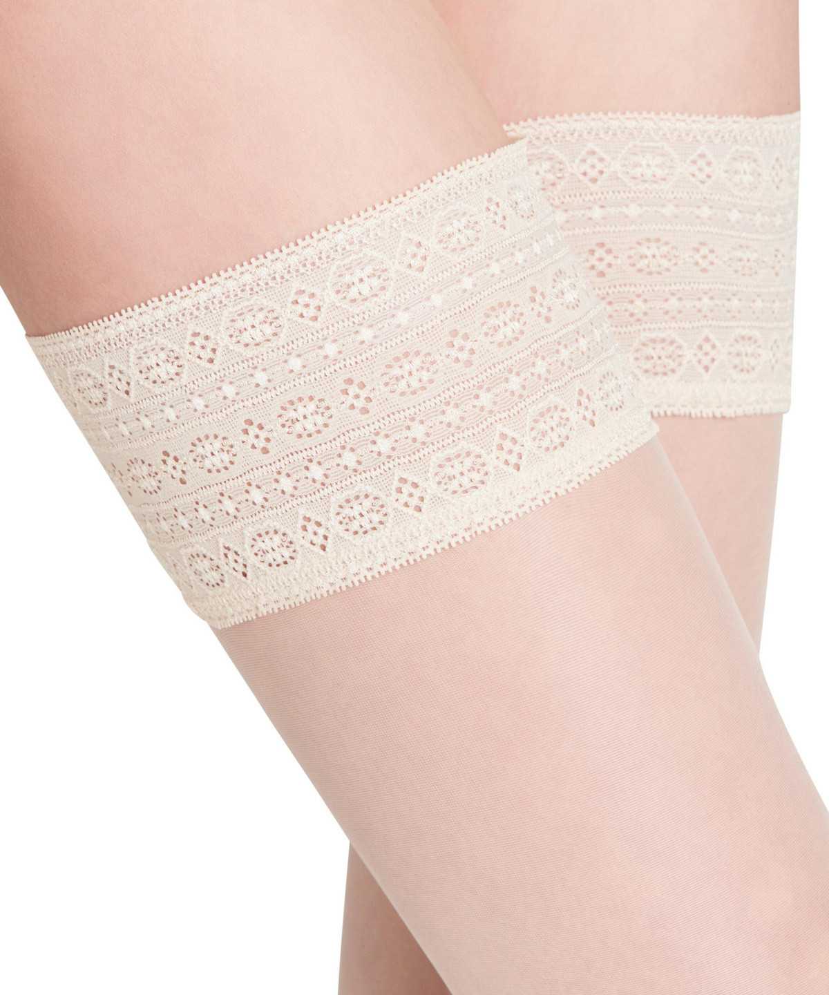 Thigh Highs Falke Seidenglatt 15 DEN Stay-ups Damskie Białe | CQXMDF-718