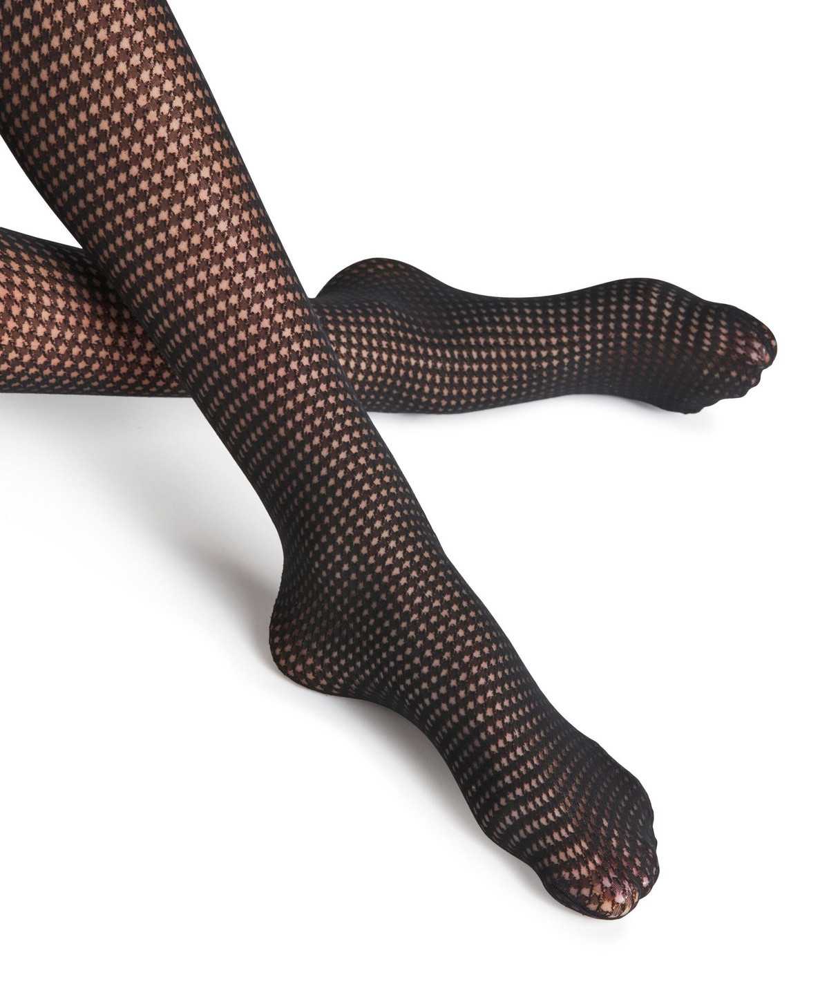 Tights Falke Houndstooth 15 DEN Tights Damskie Czarne | POBUAM-841